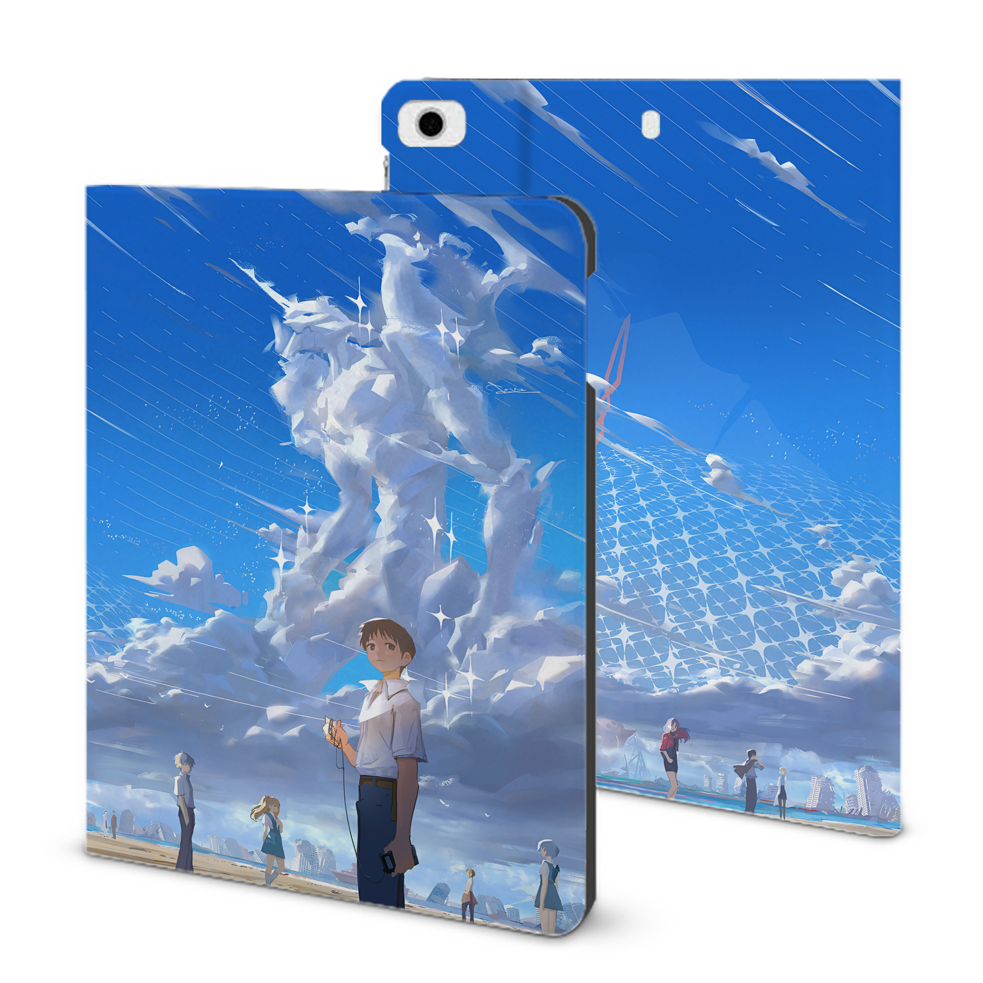 （画像用） EVA 新世紀エヴァンゲリオン IPad ケース ブック型 PUレザー TPU 耐衝撃 軽量 薄型 ペン収納なし 全面保護 IPad 各モデル対応